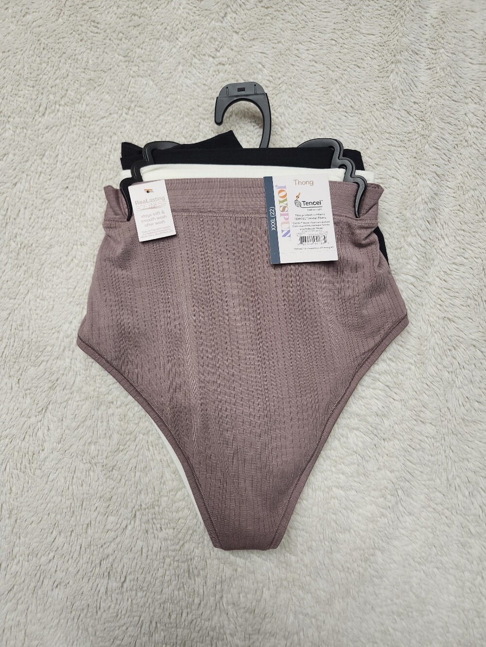 • NWT Joyspun Ribbed Tencel Modal Thong Panties Underwear 3-Pack Women's XXXL 22
